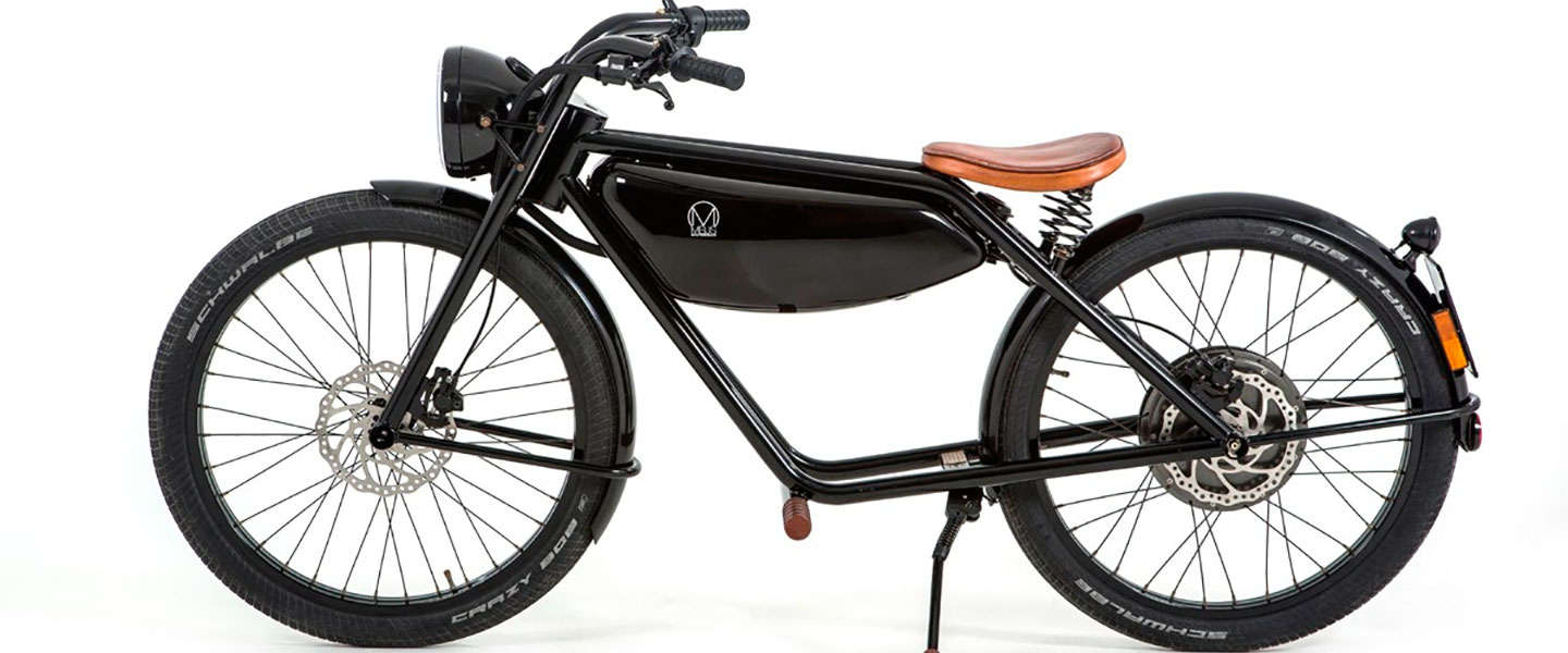 Vintage design voor elektrische moped. Hier is de Motorman.