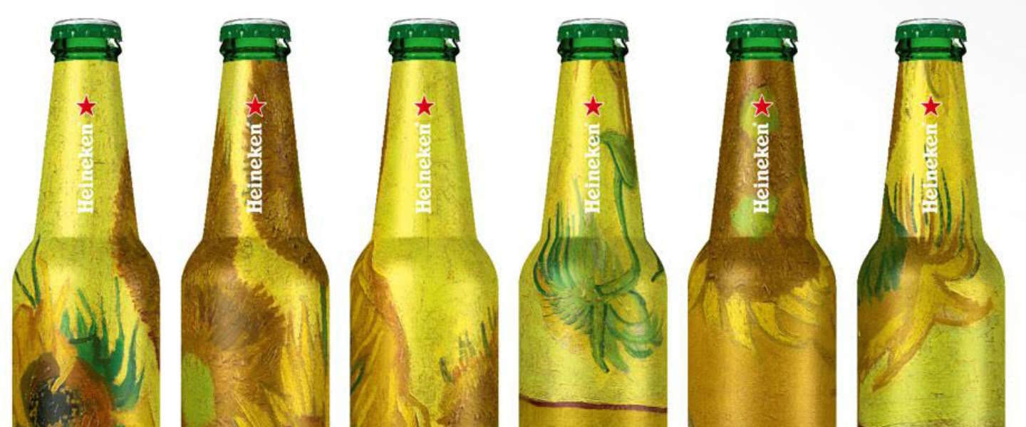 Cool Vincent van Gogh design op Heineken flesjes