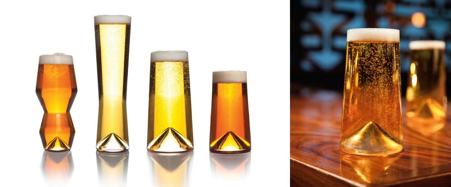 Bier drinken uit deze te gekke geometrische bierglazen