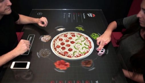 Concept: stel zelf je pizza samen door middel van touchscreen