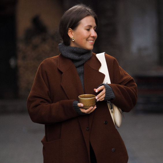 Donkerbruine winterjas