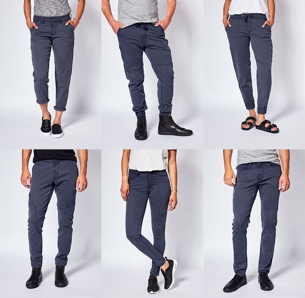 Alle drie de modellen in het donkerblauw.